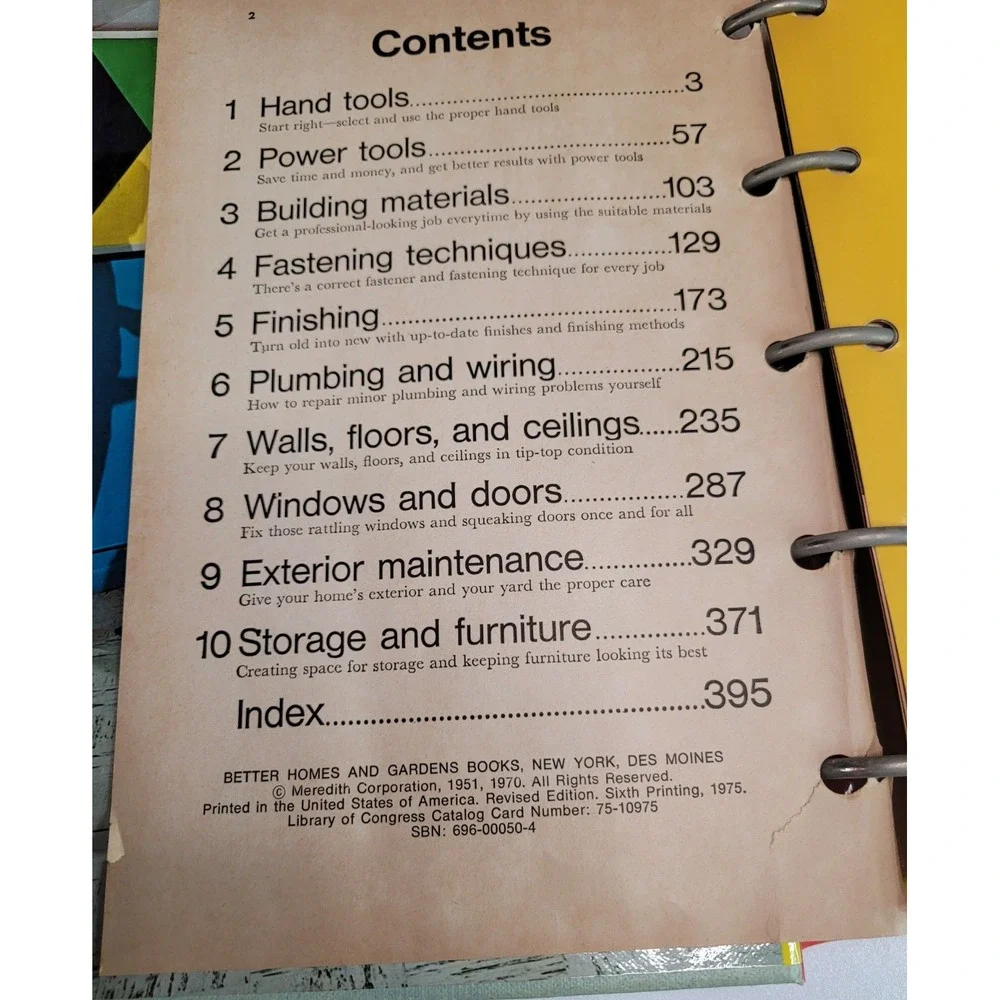 Vintage 1973 MCM Better Homes & Gardens Handyman's Book Binder DIY Manual Decor